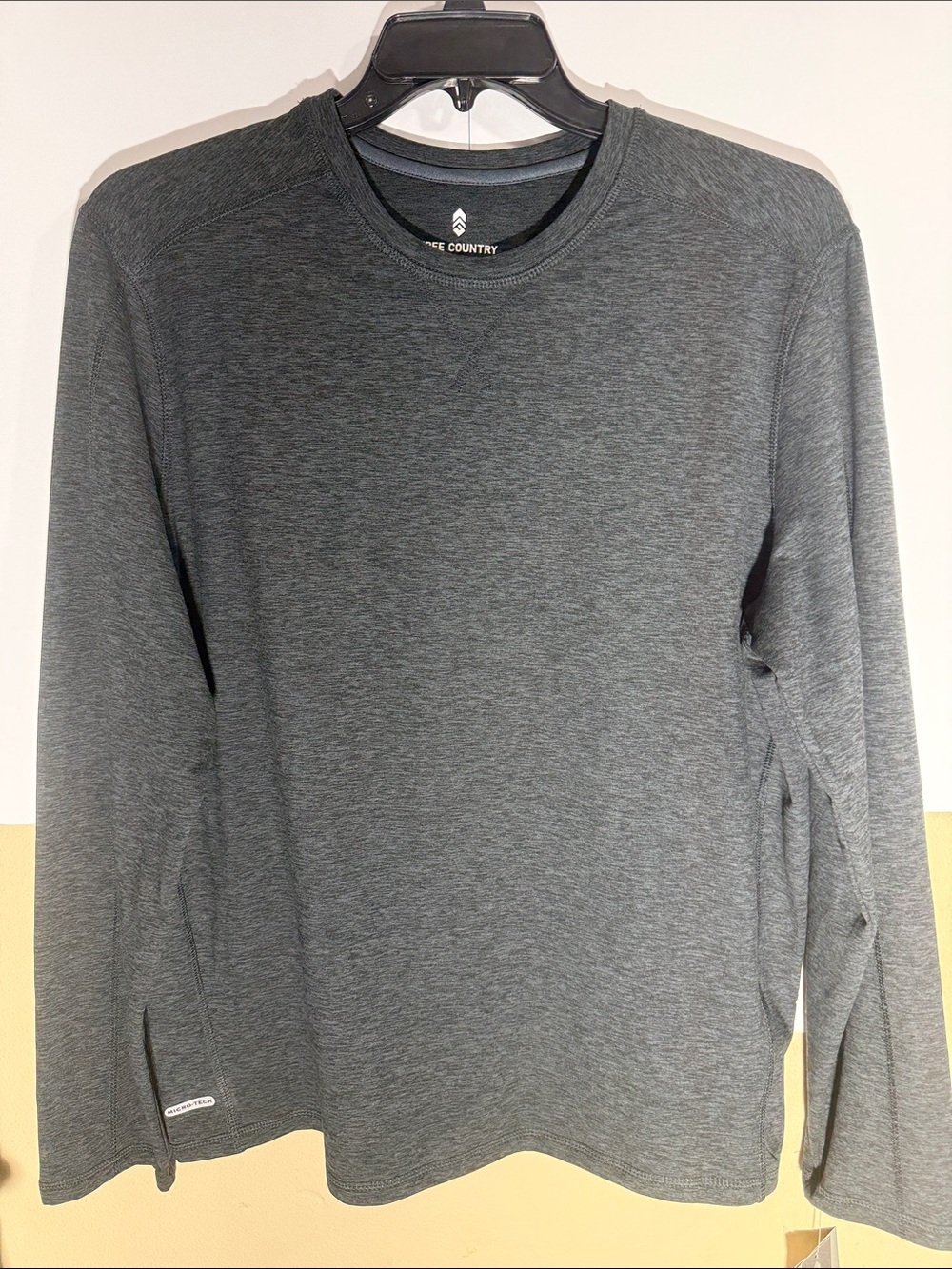 Free Country Men's Long Sleeve Crewneck Shirt - Charcoal Heather